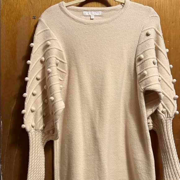 Karlie Dresses & Skirts - Karlie Cream Long Sleeve Dress with Textured Sleeves